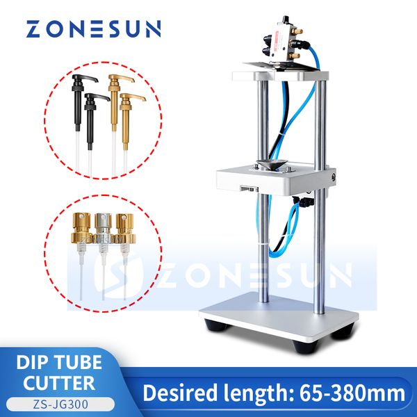 Máquina cortadora neumática ZONESUN ZS-JG300 para tapas de pulverización de tubos de inmersión, Manual de embalaje de botellas de plástico y vidrio de Perfume