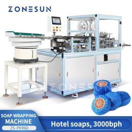 ZONESUN ZS-PK960 Máquina automática de envoltura de jabón Barras de champú Acondicionadores de cabello Equipo de embalaje Alimentador de cuencos Etiquetado de sellado