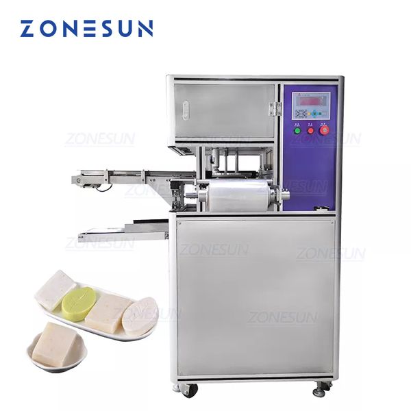 ZONESUN ZS-PK980 équipement industriel automatique rond carré Machine d'emballage de savon fait main PE Machine d'emballage de Film étirable