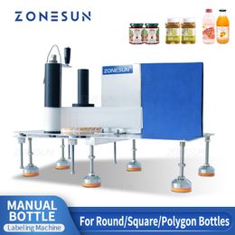 ZONESUN ZS-TB3 Handmatige etikettering Verpakkingsmachine Handmatige fles label sticker Peeling applicator platte ronde vierkante polygon oppervlaktemachine