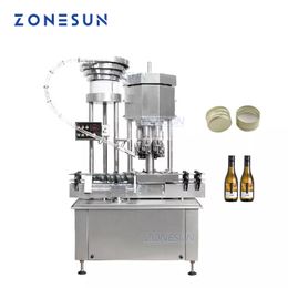 ZONESUN ZS-XG440C Automatische roppaluminium Cap Pilfer Proof Deksel Capt Copping Machine voor drank Sojabonen wijnfles