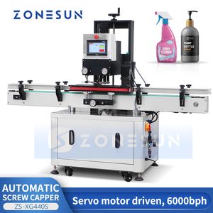 ZONESUN ZS-XG440S Bouchon de bouteille automatique Machine à sceller Vis sur couvercle supérieur Servomoteur Ceinture de serrage