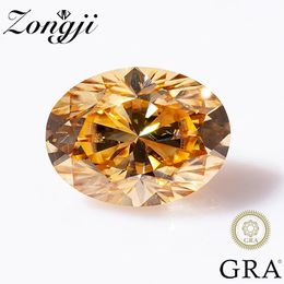 Zongji losse edelstenen 100 echte stenen champagne kleur ovaal gesneden voor diamanten ring met GRA certificaat edelstenen 231221
