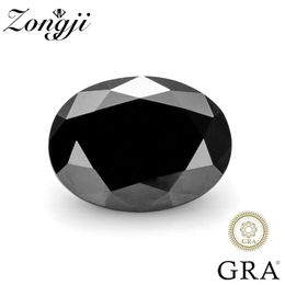Zongji Real Loose ovale coupé en diamant noir de couleur noir avec GRA Certificate Pass Tester Fine Jewelry Material GEM Perles 231221