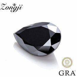 Zongjipear Cut Stone lâche 0560CT Black Color Lab Gems Pass Diamond Tester avec certificat GRA Bijoux fin 231221