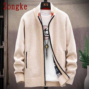 Zongke Koreaanse Knitwear Cardigan Mannen Trui Solid Rits Sweaters voor Mannen Slanke Fit Winter Kleding M-4XL 211006