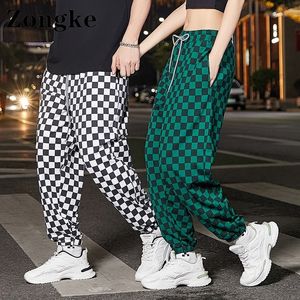 Zongke plaid streetwear joggers mannen broek harem Chinese maat 3xl anklelength zweetbroeken mannen broek mode -aankomst 220816