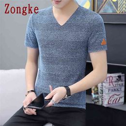 Zongke été coton T-Shirt hommes à manches courtes décontracté hauts mode mâle drôle T-Shirt marque vêtements M-5XL 210706