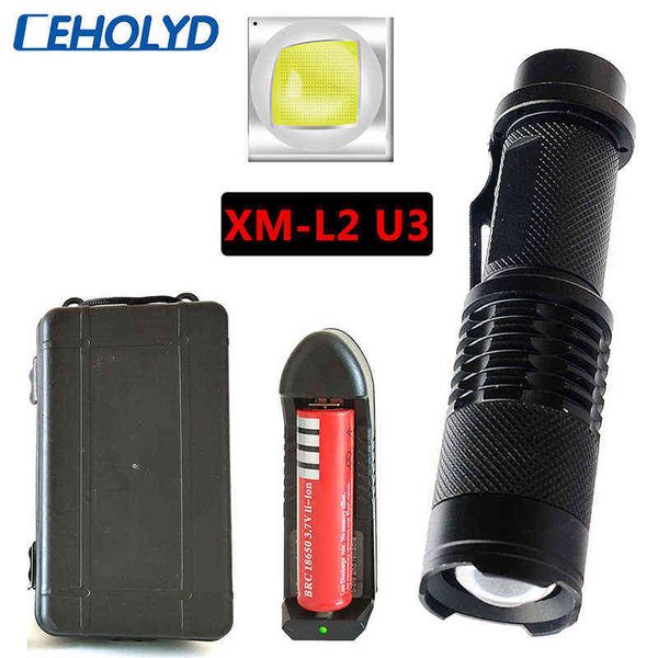 Zoom XM-L2 U3 Led Linterna Antorcha Exterior Para Camping 5 Modo 1000 Lumen Lámparas 18650 Batería Recargable Aluminio Impermeable J220713