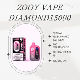 Zooy Diamond 15000puffs Vape Pouffle Pouffle à cigarette électronique jetable Eu Warehouse