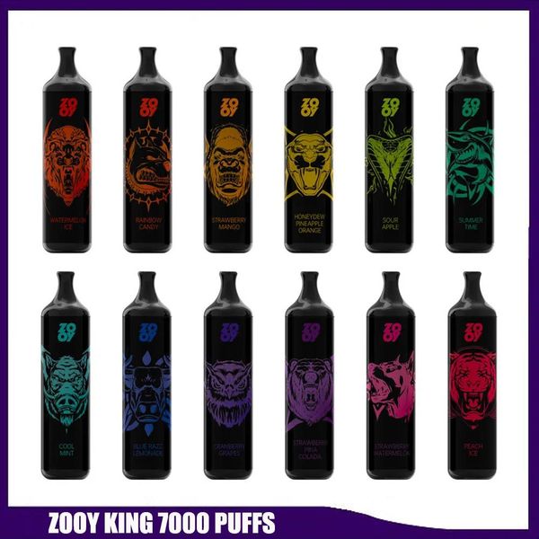 zooy king 7000 bouffées e cigarette jetable vape bouffée 9000 rechargebale jetables vapoteurs cartouche préremplie puffbars randm tornado cristal vaporisateur 0% 2% 5% iget