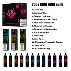 zooy king puff 7000 soezen elektronische sigaret vapers desechables puff 7k voorgevulde pods cartridges 650mah oplaadbare batterij 16ml 0% 2% 5% puffbar randm bars