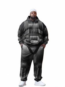 zooy L-9XL mannen Plus Size Persality Grappige Hip Hop Cosplay Carto Straat Graffiti Hoodie Joggingbroek Set p4AC #