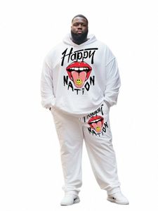 zooy L-9XL Heren Plus Size Persality Graffiti Carto Hip Hop Abstract Poker Street Color-Blocked Hoodie Joggingbroek Set t3LO #