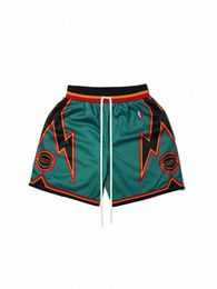 Zooy L-9XL Hommes Plus Taille Vintage Hip Hop Stripe Street Fi Color Block Sport Shorts i1Jc #