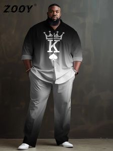 Zooy L-9XLLARGE Mens Business King King retro Camisa de manga larga Traje de pantalones rectos 240511
