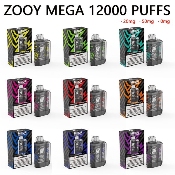 zooy mega puff 12000 e cigarette puff vape jetable puff 9000 tornado 9k puffbars batterie rechargeable 0% 2% 3% 5% kit de stylo vape chariots préremplis pod 12k