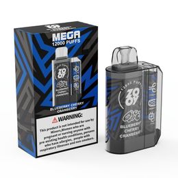 zooy mega puff vape 12000 bladerdeeg 12k e-sigaretten wegwerpvape 650 mah Oplaadbare batterij voorgevuld 23 ml Pod Mesh Coil crystal vaper 12000 soezen