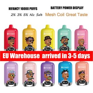 Almacén de la UE hifancy 16000 puffs e cigarrillo dispositivo de pluma vape desechable vaper desechables puff 16k vapers vainas 14ML precargado 650Mah batería e cig