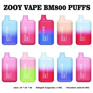 zooy vape bm 800 wegwerp vape bladerdeeg 800 sigarettencartridge 500mAh batterij 2 ml voorgevulde peulen Stick-stijl Ecig draagbare vaporizer origineel 20MG