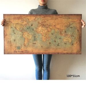 Zooyoo Nautical Ocean World Map Retro Old Art Paper Painting Home Decor Sticker Living Room Poster Cafe Antique 220607