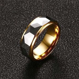 Zorcvens 100% Tungsten Carbide Multi-Faceted Prism Ring voor Mannen Wedding Band 8mm Cool Punk Vintage Mode-sieraden 211217