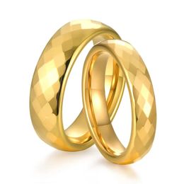 ZORCVENS 4mm6mm anneaux de mariage en tungstène multi-facettes couleur or argent bande de fiançailles pour femmes hommes confort ajustement pour Couple 240228