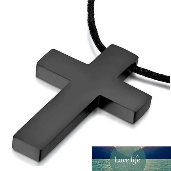 ZORCVENS classique pendentif croix noire avec chaîne de corde collier en acier inoxydable bijoux pour hommes style simple Crucifix tour de cou Colar prix d'usine conception experte qualité