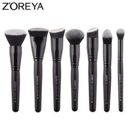 ZOREYA pinceaux de maquillage noir ensemble yeux visage fond de teint cosmétique poudre Blush fard à paupières Kabuki mélange maquillage brosse outil de beauté 240115