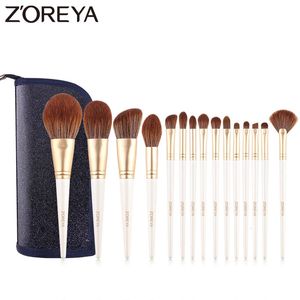 Brand Zoreya 15pcs Brôles de maquillage blancs Soft Synthetic Fiber Lightlighter Feed Shadow Powder Cosmetic Set Blend Eyellash Neubrow 240522