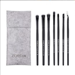 ZOREYA pinceaux de maquillage pour les yeux 7 pièces ensemble de pinceaux de fard à paupières professionnel ensemble de cils de mélange de sourcils avec sac de transport