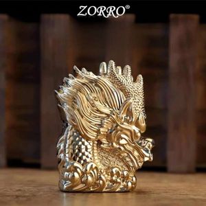 Zorro Armure Heavy Emperor Dragon Kérosène plus léger cuivre pur vintage 3D Relief Grinceing Wheel Antharcy High Grade Accessoires