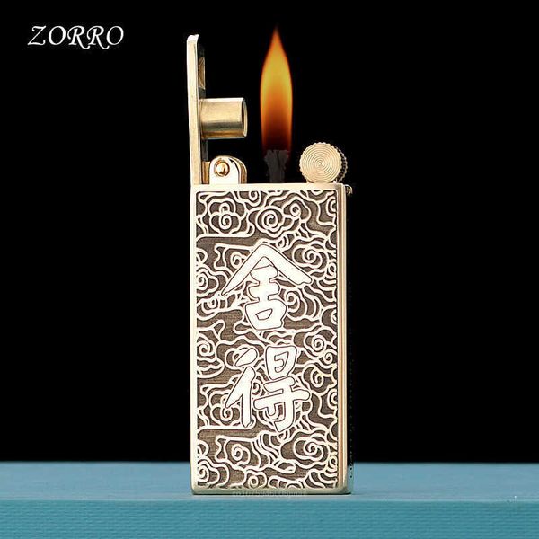 ZORRO – briquet mécanique à levage automatique, édition limitée, haute étanchéité, en cuivre pur, Kerosene, Cigarette, cadeau créatif pour hommes RVOP