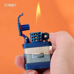 Zorro Nieuwe Zichtbare Transparante Olie Bunker Kerosine Sigarettenaansteker Creatieve Retro Koper Winddicht Cadeau voor Mannen Roken Gadgets 483J