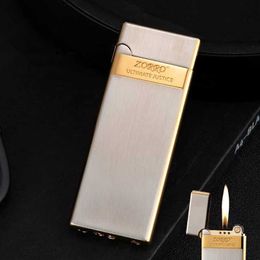 Zorro Ultra-mince 5 mm en laiton butane sans briquet à gaz meule créative légère portable classique machine accessoires pour fumer 1IQH