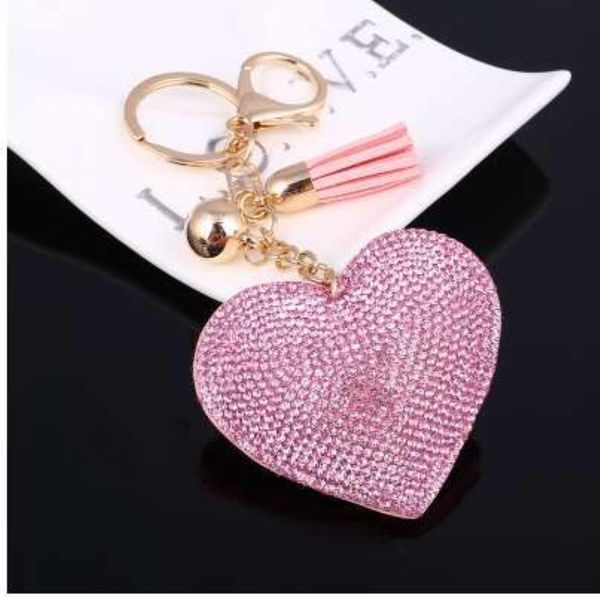 ZOSH coeur porte-clés en cuir gland or porte-clés en métal cristal porte-clés charme sac Auto pendentif cadeau entier 301j