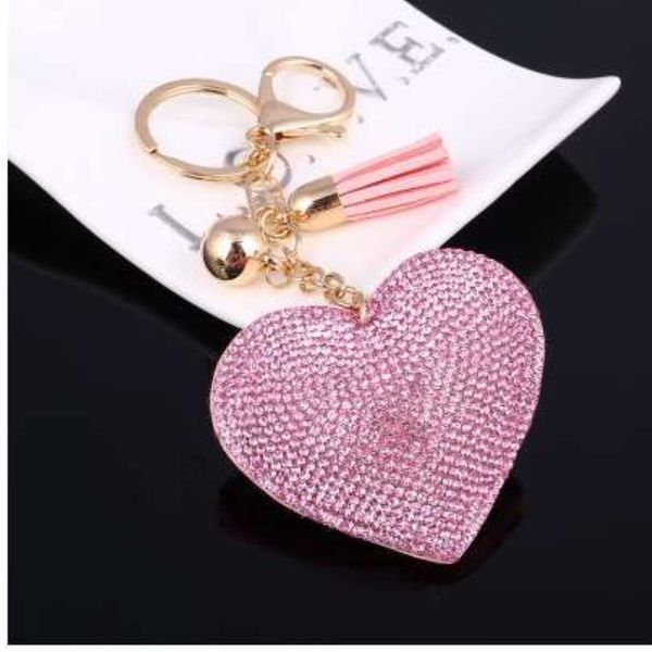 ZOSH coeur porte-clés en cuir gland or porte-clés en métal cristal porte-clés breloque sac Auto pendentif cadeau entier 268R