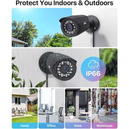 ZOSI H265 3K 5MP Lite AI Home Security Camerasysteem met menselijke voertuigdetectie, 8CH CCTV DVR en 4x 1080p Bullet Camera's voor buiten Night Vision Remote Access binnenshuis