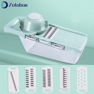 Zotobon Multifunctionele Slicer Vegetable Cutter met roestvrijstalen mes Aardappel Wortel Keuken Gereedschap Handleiding Dicer M114 201123