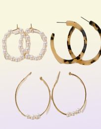Boucles d'oreilles de cerceau Gold Zovoli Pearl Gold pour femmes Géométriques de cercles perlées Metal Hoops Fashion Boho Bijoux minimalistes361344315694