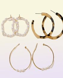 ZOVOLI perle or grand cerceau boucles d'oreilles ensemble pour femmes géométrique perlé cercle boucles d'oreilles cerceaux en métal mode Boho minimaliste bijoux 361345931229
