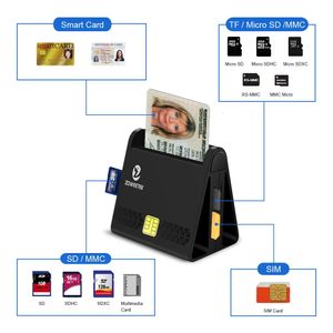 Zoweetek Multifunction USB Smart Card Reader voor DNI CAC EMV Bank Micro SD/TF Memory Sim ID Card Reader 240419