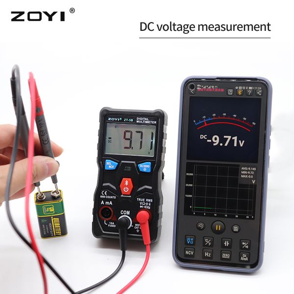 Zoyi Ammeter Auto Rang Condensation de résistance analogique NCV Teste ZT-5B Multimètre numérique Bluetooth Technology Smart T-RMS Voltmètre