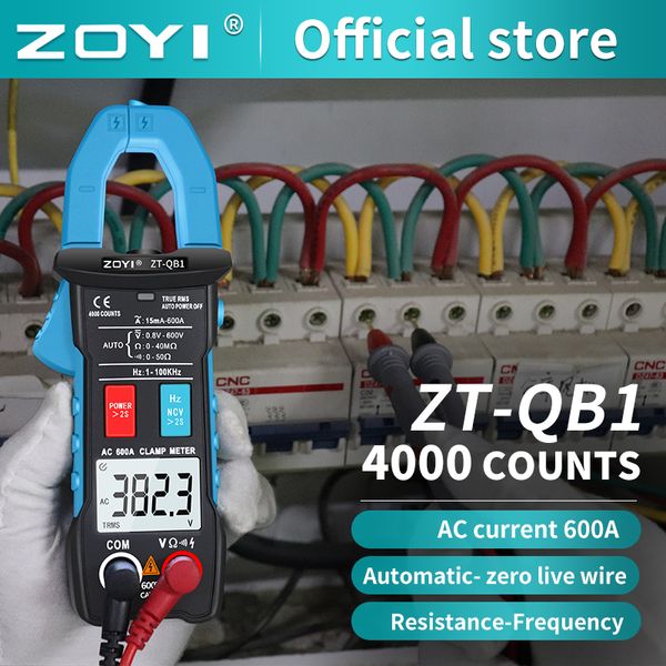 Medidor de abrazadera digital Zoyi ZT-5BQ Verdadero RMS 6000 DC/AC 100A 1MA AMMETER Multímetro Corriente Corriente Capacitancia Temperador HZ Tester