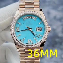 ZP Factory Reloj para hombre Reloj para mujer Reloj de diamante azul con fecha de 36 mm M128345 Esfera de zafiro digital romana Reloj de alta calidad Reloj de diseñador Relojes impermeables