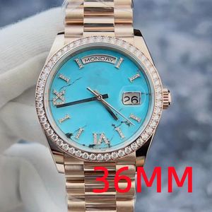 ZP Factory Montre pour homme Montre pour femme 36 mm Date du jour Montre diamant bleu M128345 Montre automatique Cadran saphir Montre de haute qualité Montre de créateur Montres étanches