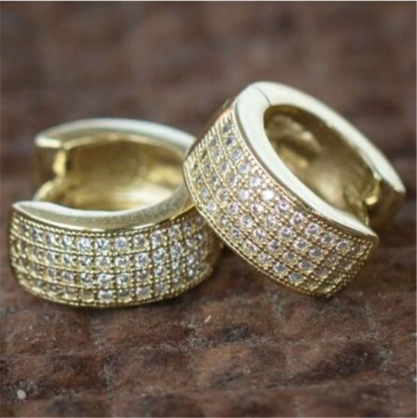 Zp21 Stud Hiphop pendiente de aro masculino Micro Pave Aaaaa Zircon 925 joyería de plata esterlina pendientes de boda para fiesta para hombres