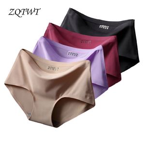 ZQTWT 4 Pcs/Lot offre spéciale culotte Sexy Ultra-mince Tanga confort glace soie Lingerie femmes sous-vêtements sans couture culotte slips 2LS030