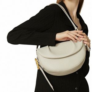 ZR DIARIO Bolsas de sillín Mujeres Círculo Plisado Dividido Bolso de hombro de cuero Bolsas de axilas versátiles para mujeres 9213-D p0YB #