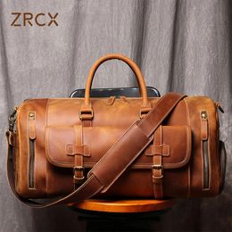 ZRCX MENS GOLINE Cuir Travel Sac Business Handbag First Layer Cow Gym Duffel pour 13 pouces ordinateur portable 240419